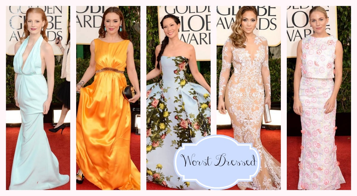 Golden Globes Worst Dressed Alyssa, Lucy, Jessica, Jennifer, Sienna