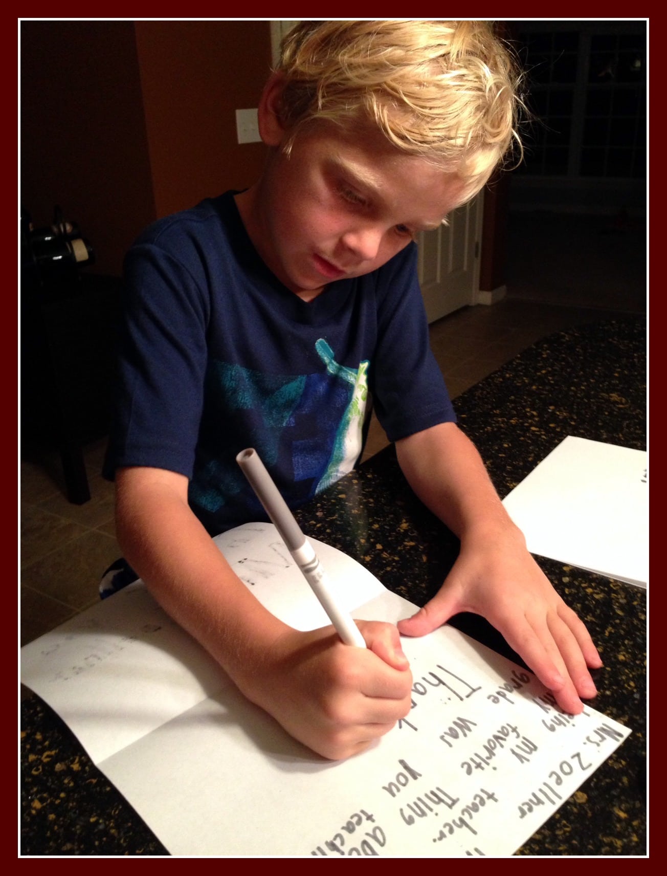 Cooper Writes Letter to Teacher