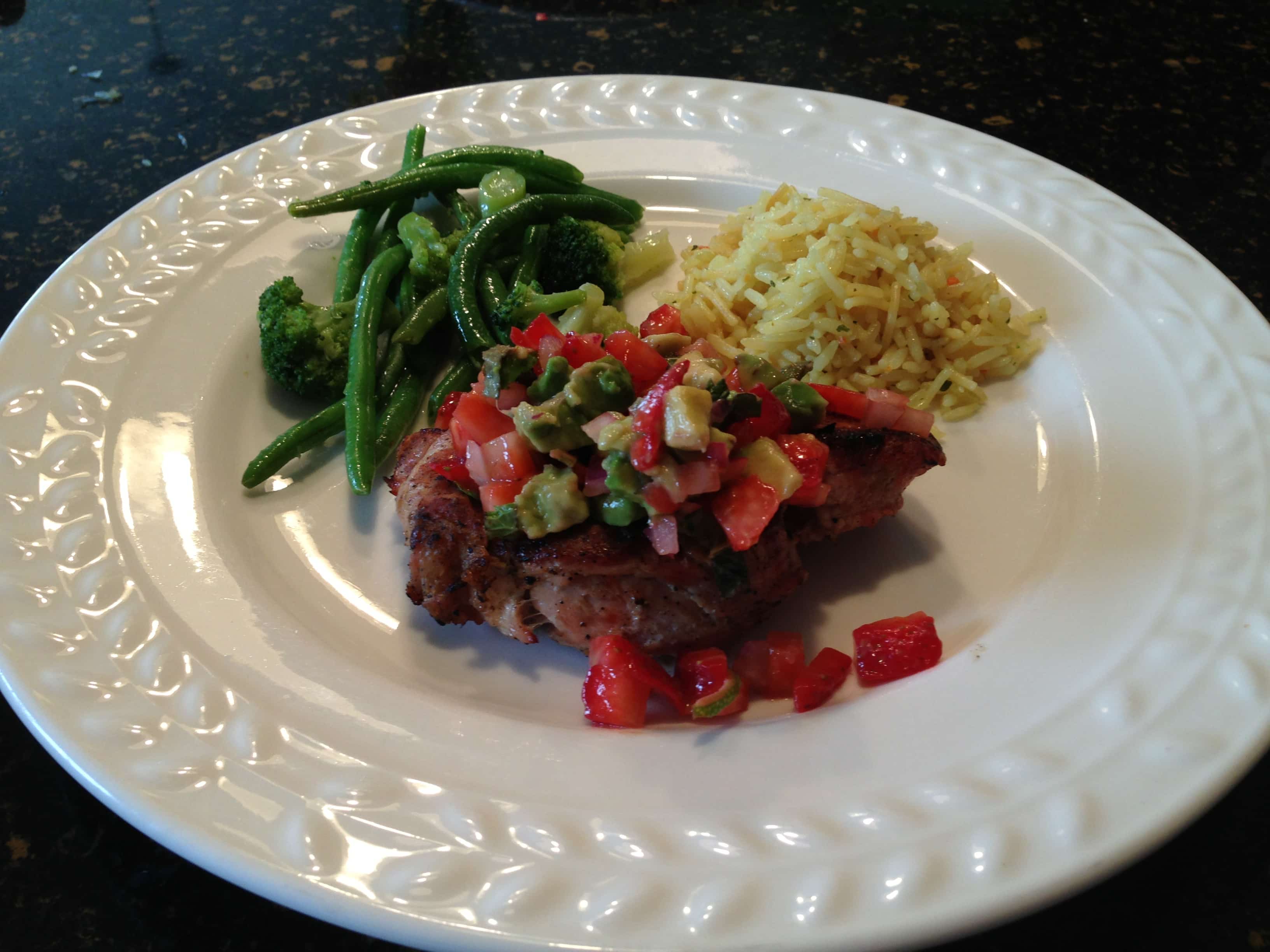 Grilled Pork Chops with Minted Strawberry Avocado Salsa - ExtraordinaryMommy.com