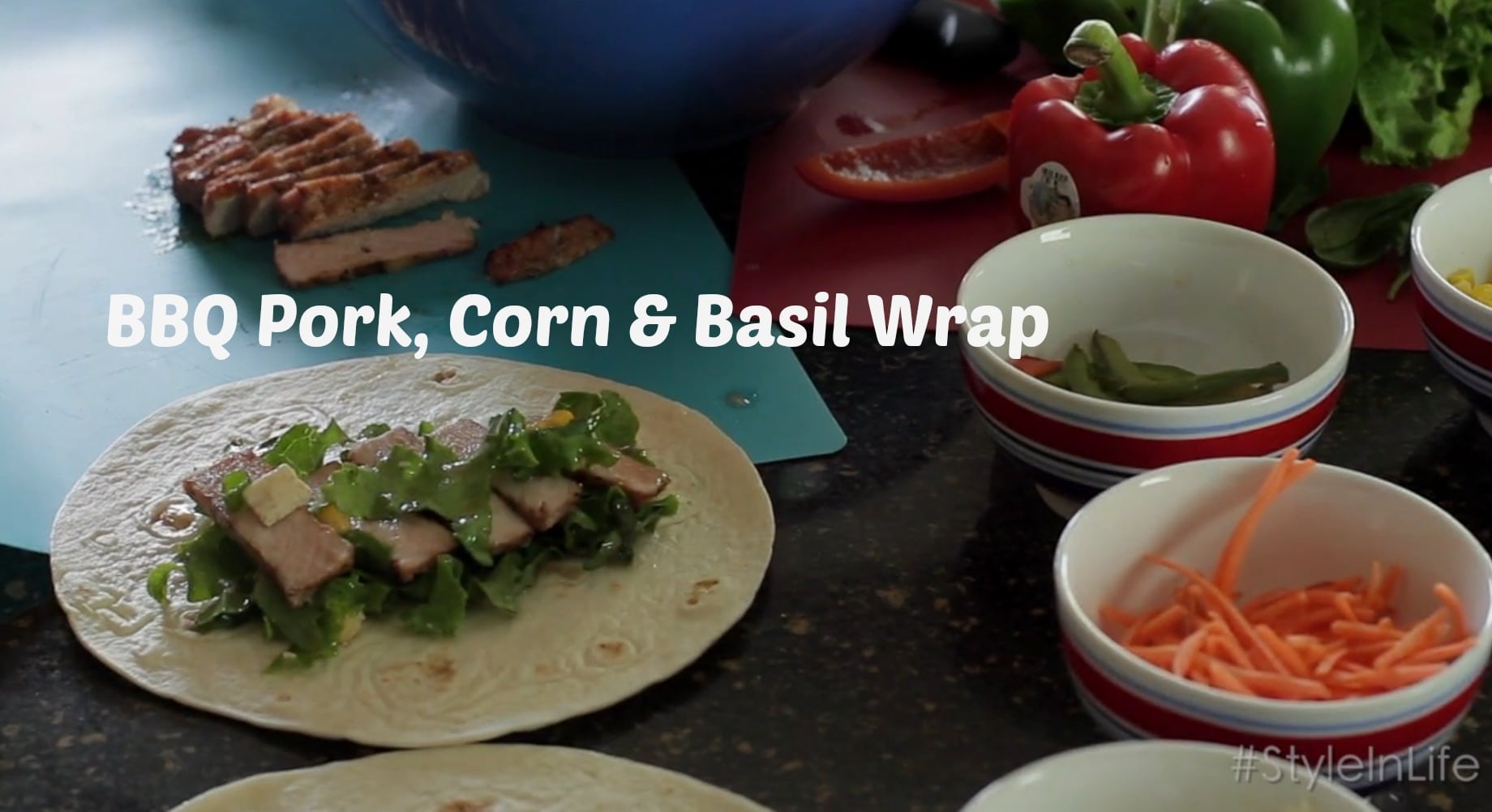 Pork BBQ Corn and Basil Wrap