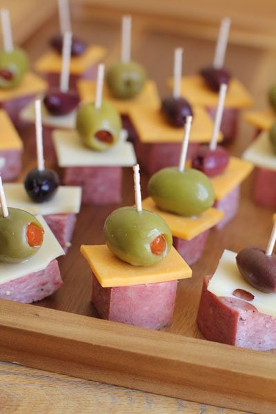 How to Host Summer Bridal and Baby Showers - Antipasto Skewers