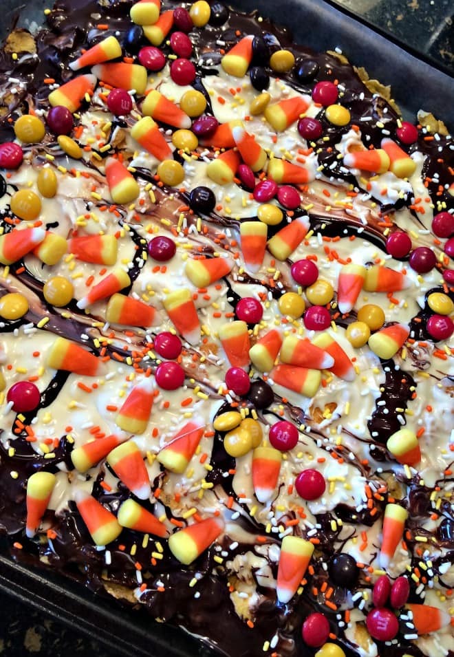 CornFlakes and Candy Halloween Bark