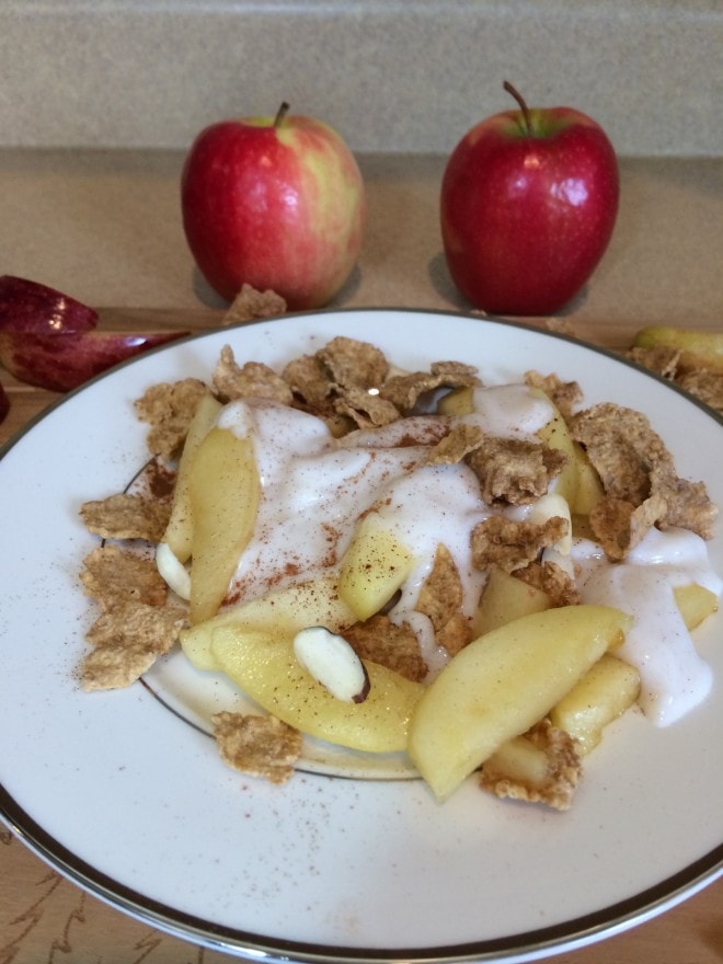 Honey Baked Apples With Cereal and Cinnamon Yogurt