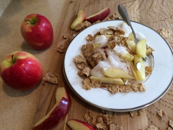 Honey Baked Apples with Cereal and Yogurt