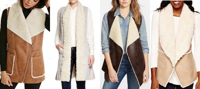 faux shearling vests for Fall