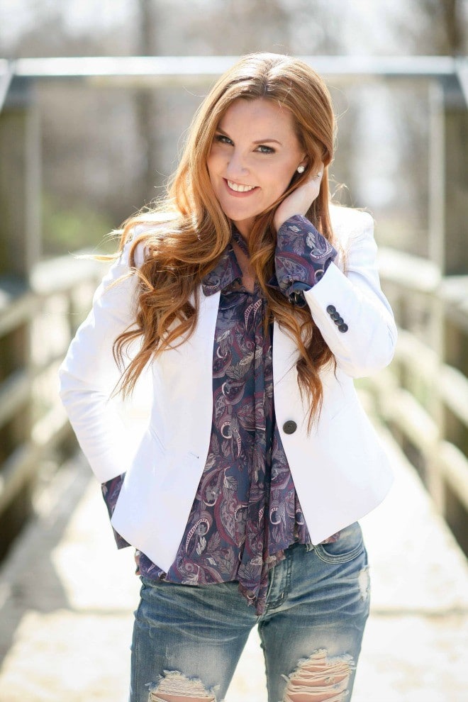 Style White Blazer for Spring with Floral