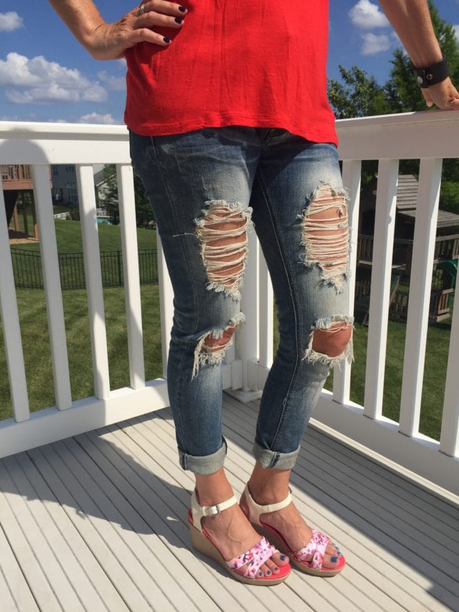Crocs Casual - favorite distressed jeans #FindYourFun with Summer Shoe Style