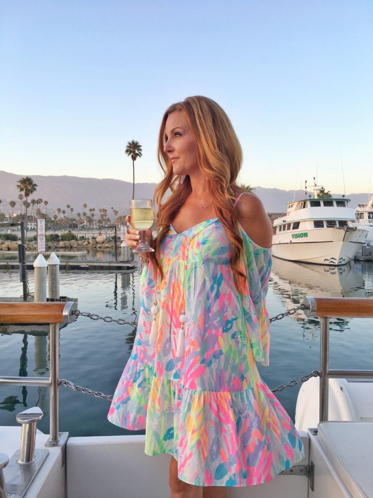 The Definition of Luxury - Channel Cat Charters in my favorite Lilly Pulitzer Dress - Santa Barbara with Kia Motors
