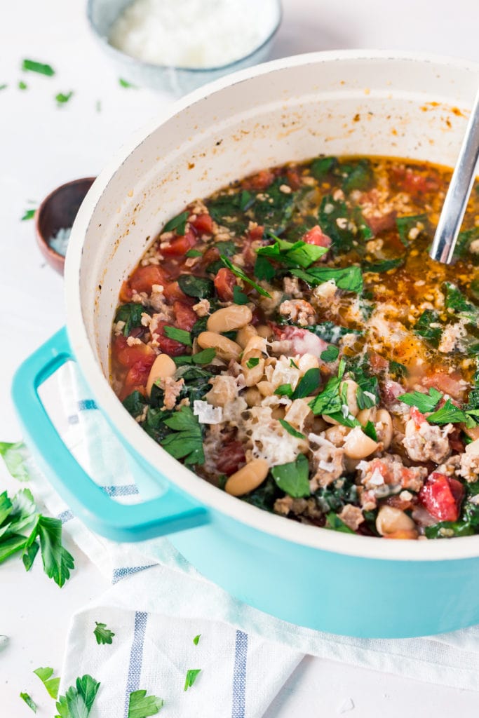 Spicy White Bean Soup with Parmesan and Spinach