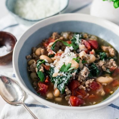 Easy Fall Soup Recipe: Spicy White Bean Soup with Parmesan and Spinach