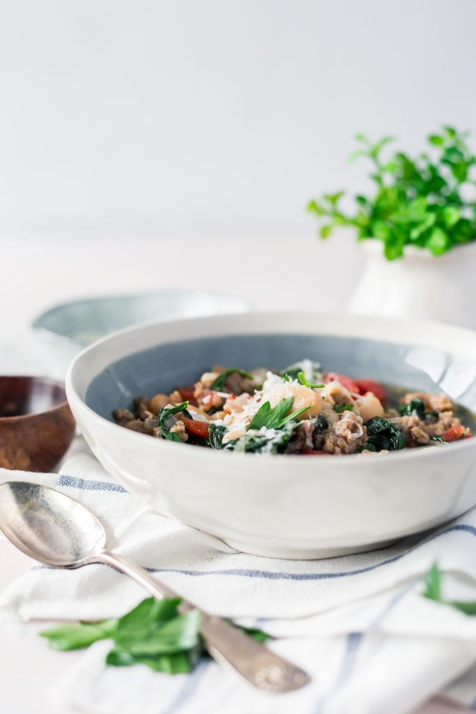 Spicy White Bean Soup with Parmesan and Spinach