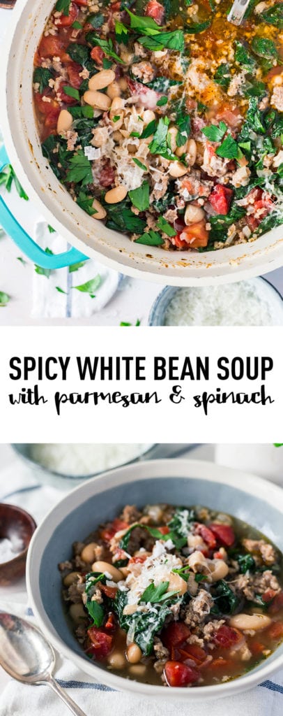 Spicy White Bean Soup with Parmesan and Spinach