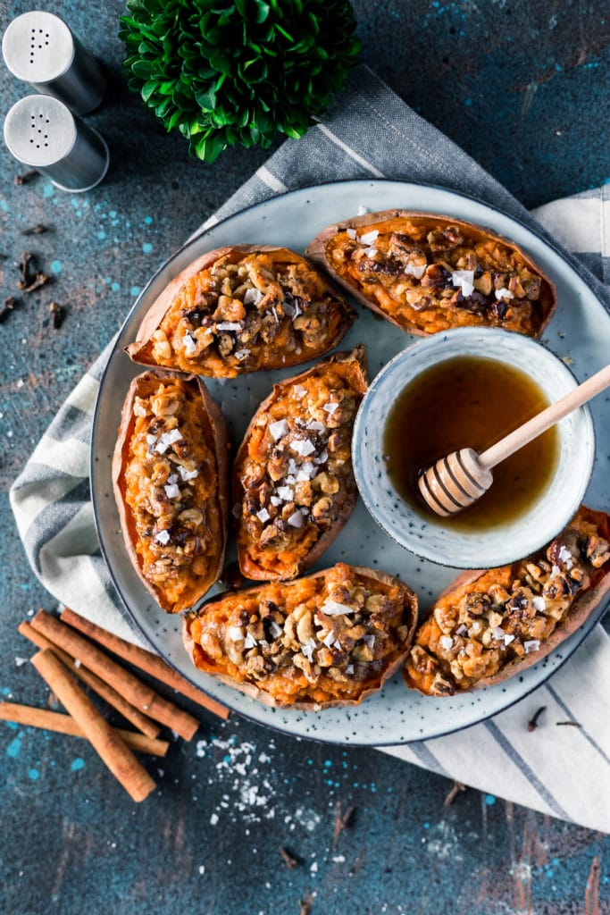 Maple Glazed Twice Baked Sweet Potatoes