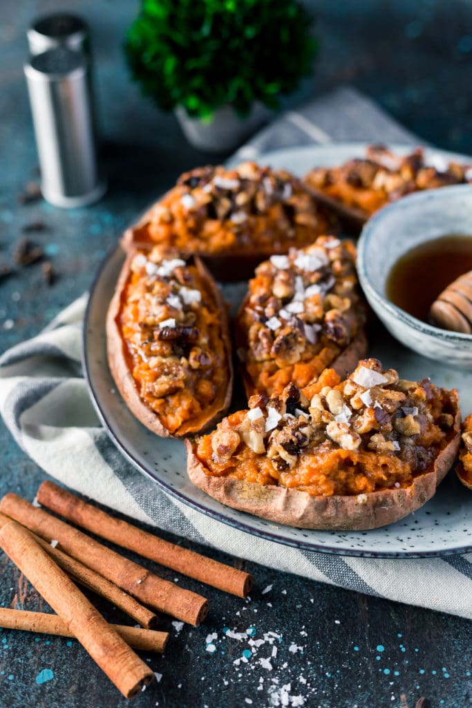 Maple Glazed Twice Baked Sweet Potatoes