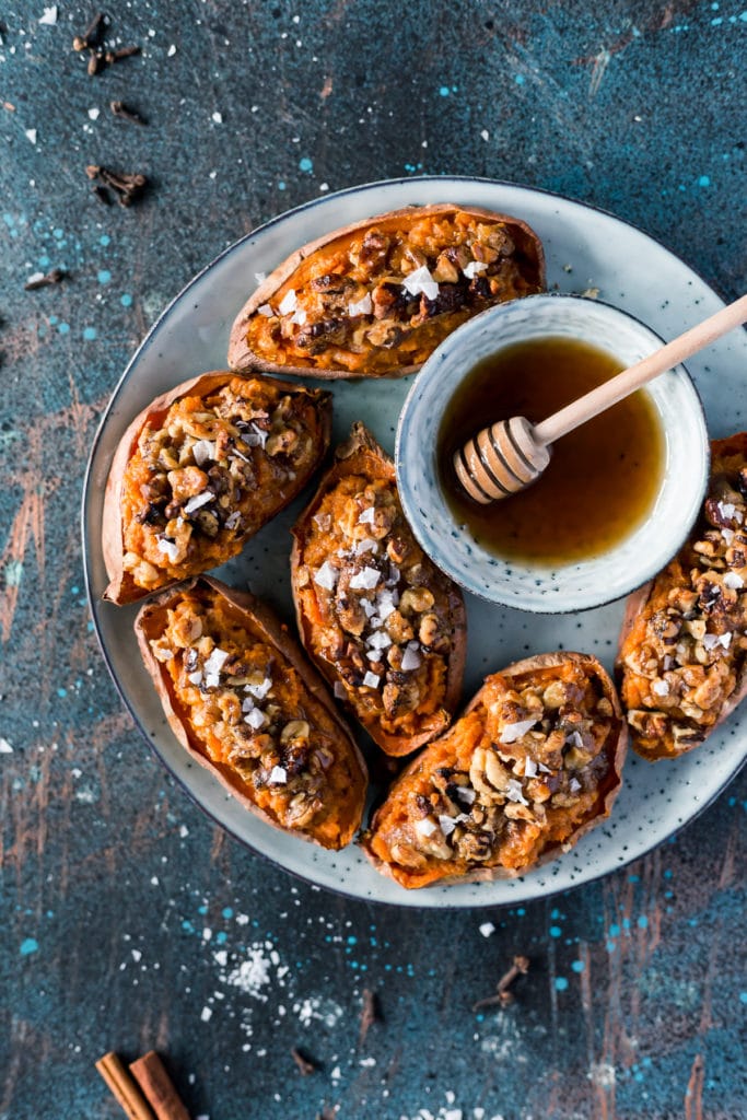 Maple Glazed Twice Baked Sweet Potatoes