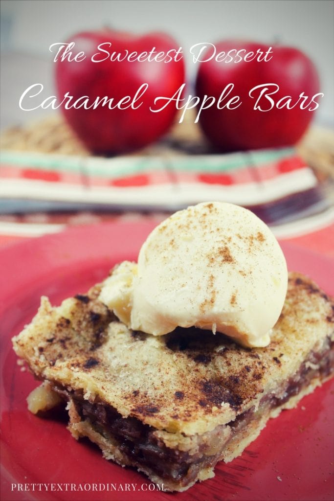 The Sweetest Dessert: Caramel Apple Bars - DELICIOUS! // PrettyExtraordinary.com