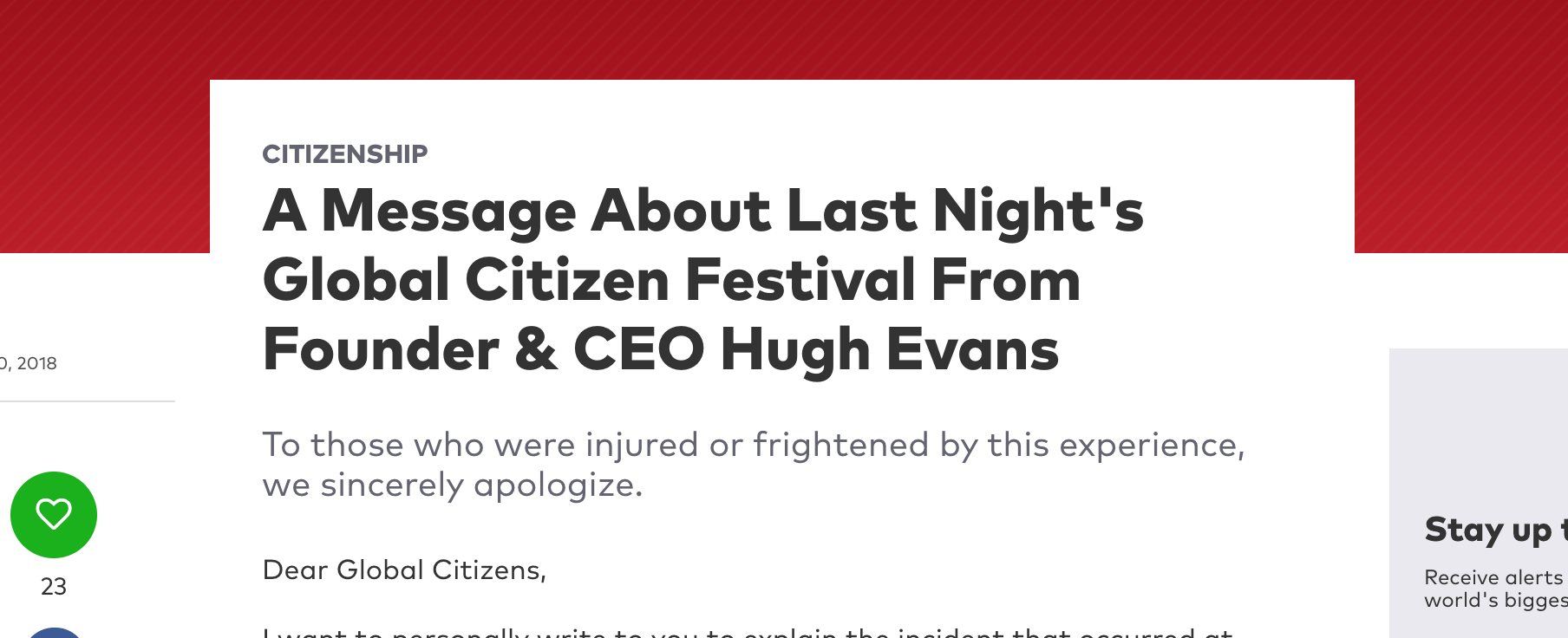 False Alarm or Not - This Experience was Terrifying - The Global Citizen Festival 2018