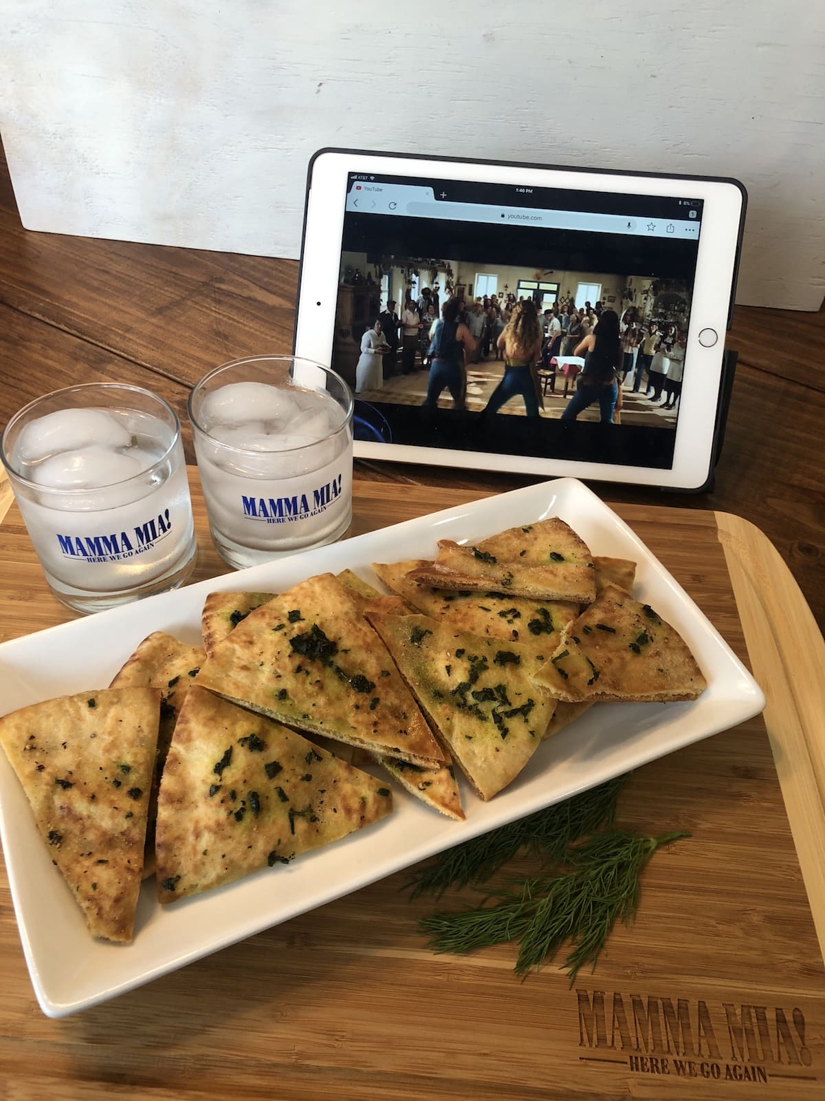 Greek Inspired Appetizers - Tzatziki and Basil Pita Chips